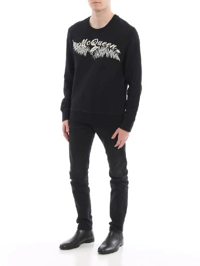 Shop Alexander Mcqueen Fern Logo Sweatshirt In Black/mix