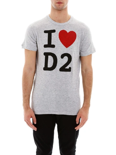 Shop Dsquared2 I Love D2 T-shirt In Grey Melange (grey)