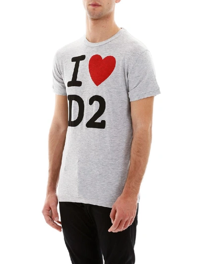 Shop Dsquared2 I Love D2 T-shirt In Grey Melange (grey)