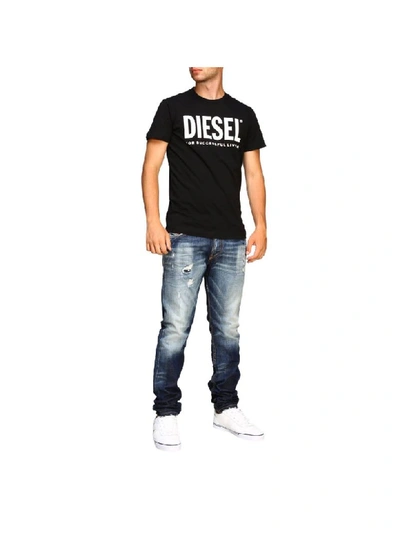 Shop Diesel Short-sleeved T-shirt With Maxi Logo Print In Black