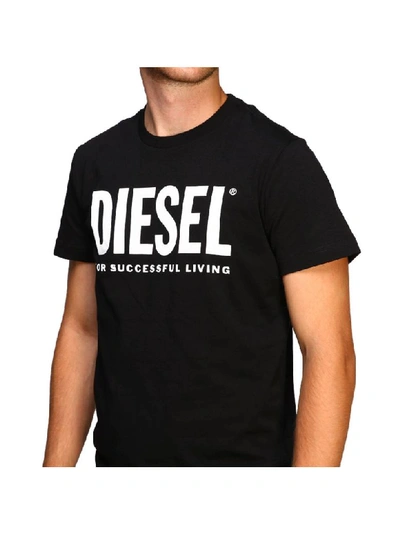 Shop Diesel Short-sleeved T-shirt With Maxi Logo Print In Black