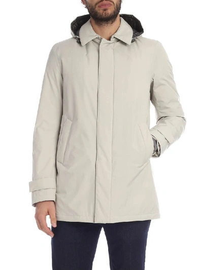 Shop Herno Padded Overcoat A19 In Beige