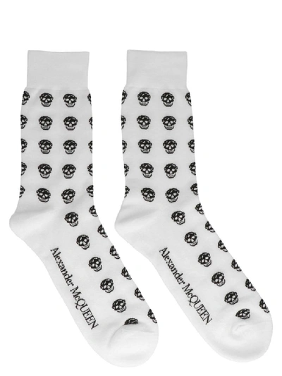 Shop Alexander Mcqueen Skull Socks In Black & White