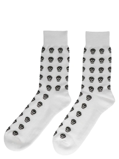 Shop Alexander Mcqueen Skull Socks In Black & White