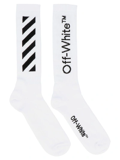 Shop Off-white Diag Socks In Black & White
