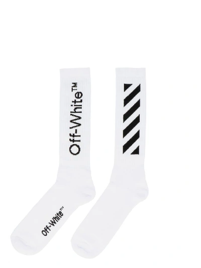 Shop Off-white Diag Socks In Black & White