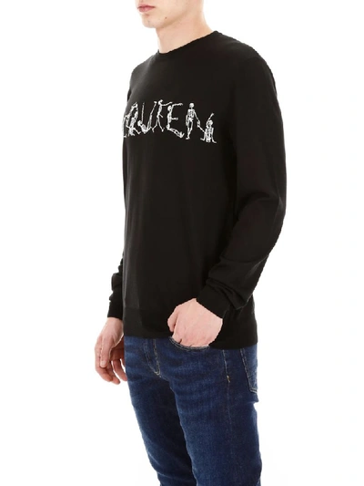 Shop Alexander Mcqueen Skull Logo Pull In Black Ivory (black)