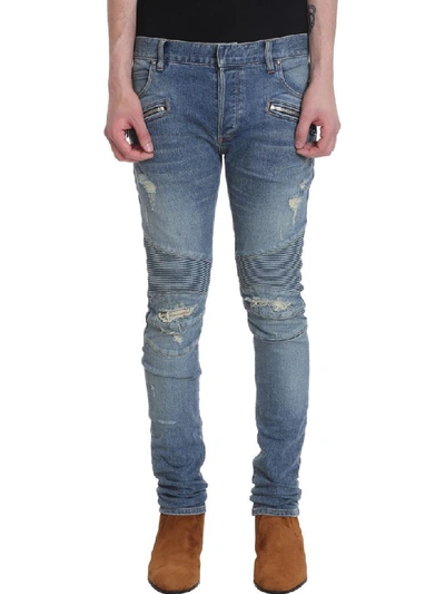 Shop Balmain Jeans In Blue Denim