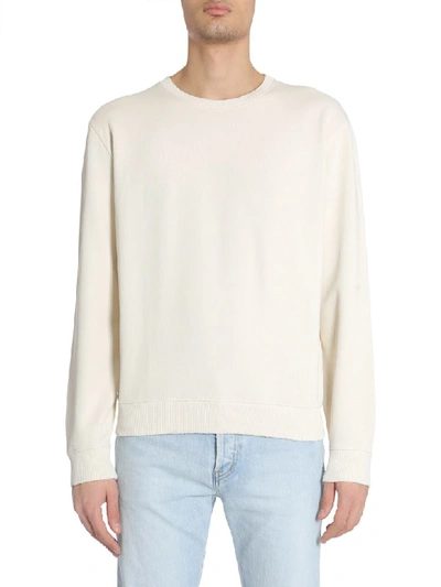 Shop Saint Laurent Round Collar Sweatshirt In Avorio