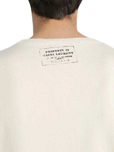 Shop Saint Laurent Round Collar Sweatshirt In Avorio
