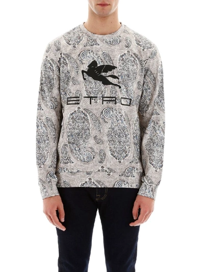 Shop Etro Sweatshirt With Pegaso Patch In Beige Multi (beige)