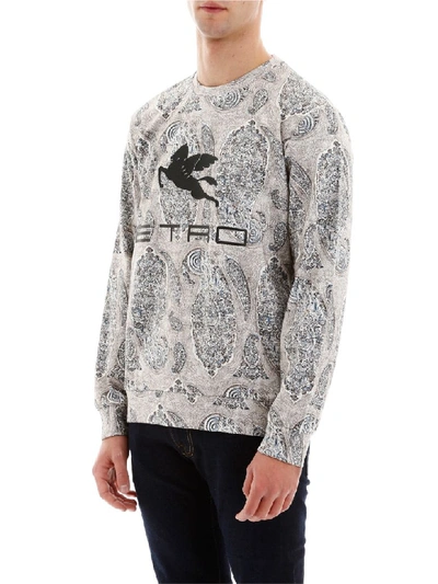 Shop Etro Sweatshirt With Pegaso Patch In Beige Multi (beige)