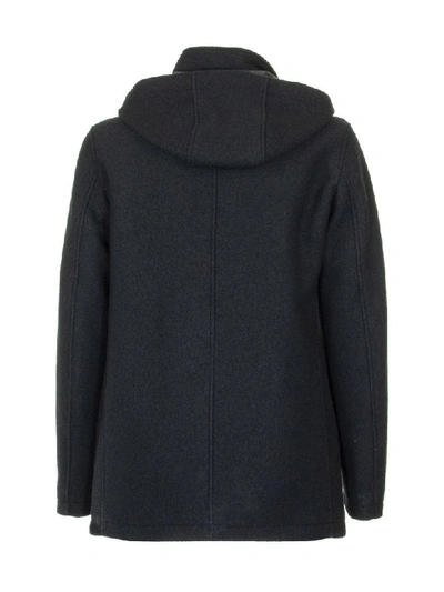 Shop Herno Wool Coat With Hood In Blue