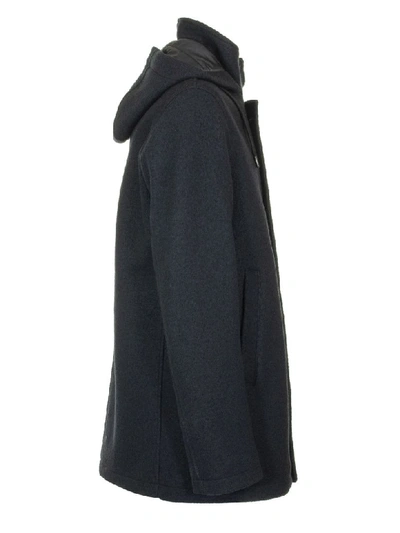 Shop Herno Wool Coat With Hood In Blue