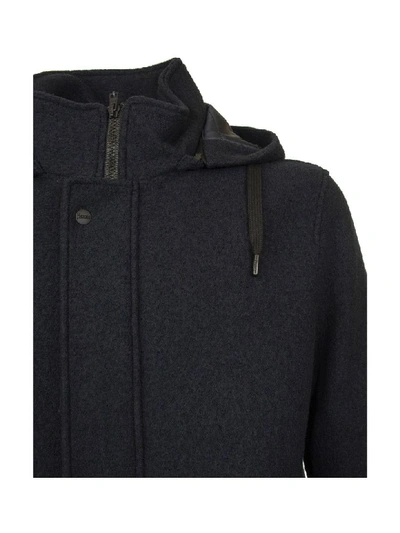 Shop Herno Wool Coat With Hood In Blue