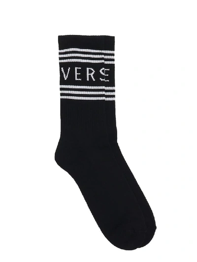 Shop Versace Socks In Black Cotton