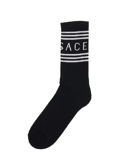 Shop Versace Socks In Black Cotton