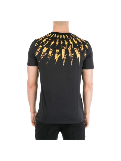 Shop Neil Barrett Flame Fair-isle Thunderbolt T-shirt In Black - Orange