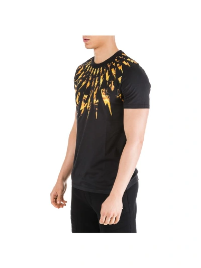 Shop Neil Barrett Flame Fair-isle Thunderbolt T-shirt In Black - Orange