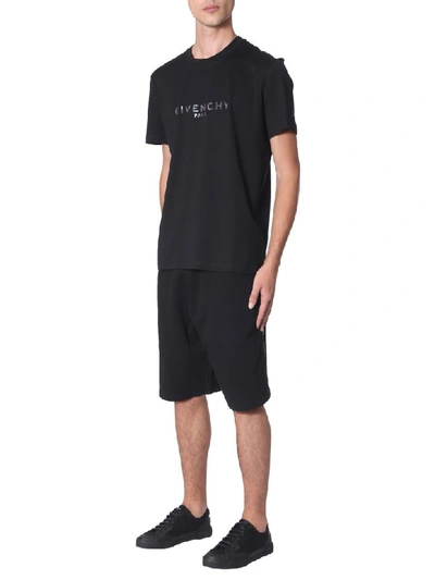 Shop Givenchy Bermuda With Striped Logo In Nero