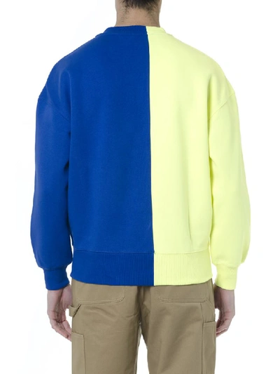 Shop Tommy Hilfiger Blue Yellow Color Block Emboidered Sweatshirt In Blue/yellow