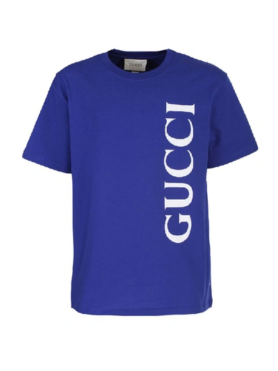 Shop Gucci Blue Cotton Jersey T-shirt In Celeste