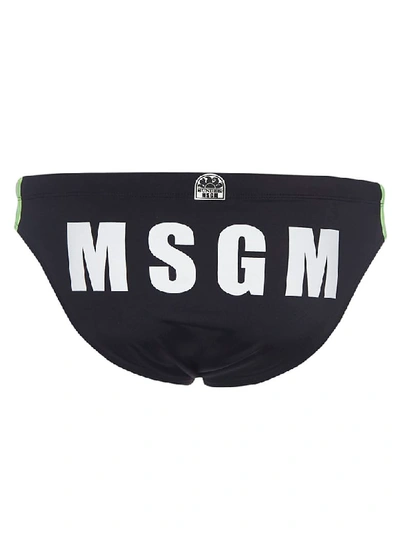 Shop Msgm Logo Swim Briefs In Black