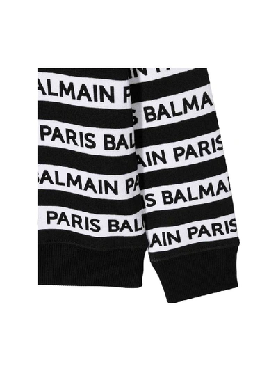 Shop Balmain Cotton Sweatshirt In Nero/bianco