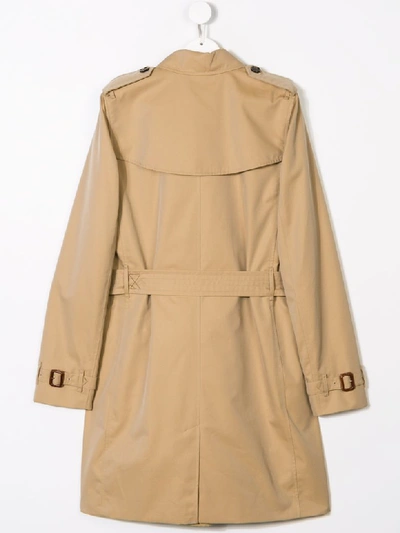 Shop Burberry Double-breasted Coat In Miele