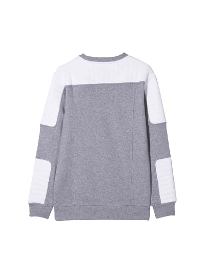 Shop Balmain Panelled Sweatshirt In Grigio/bianco