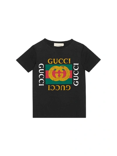 Shop Gucci Cotton T-shirt In Nero/verde/rosso