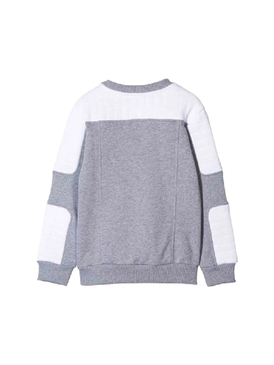 Shop Balmain Panelled Sweatshirt In Grigio/bianco