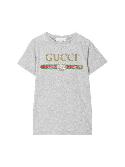 Shop Gucci Cotton T-shirt In Grigio