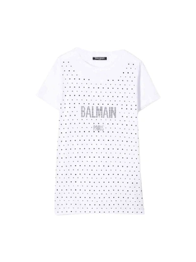 Shop Balmain Cotton T-shirt In Bianco/nero