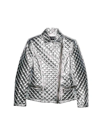 Shop Balmain Teen Matelassé Silver Jacket In Unica