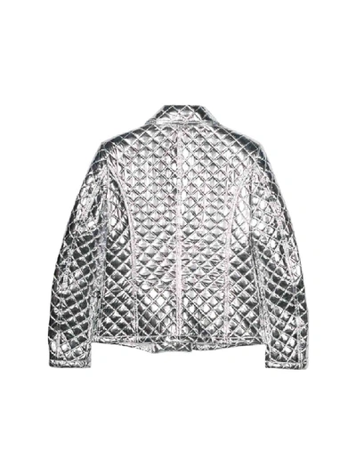 Shop Balmain Teen Matelassé Silver Jacket In Unica