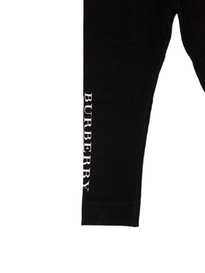 Shop Burberry Logo Detail Black Stretch Cotton Leggings. In Nero