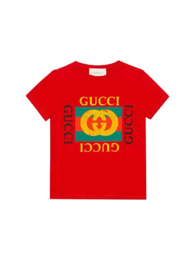 Shop Gucci Cotton T-shirt In Verde/rossa