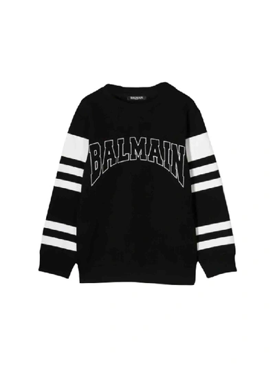 Shop Balmain Printed Sweatshirt In Nero/bianco