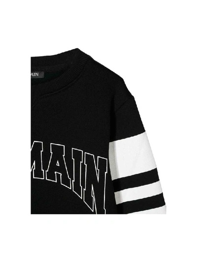Shop Balmain Printed Sweatshirt In Nero/bianco