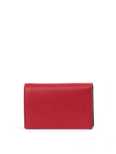 Shop Fendi Diabolic Eyes Red Leather Cardholder In Red/black