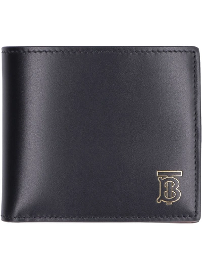 Shop Burberry Leather Flap-over Wallet In Black