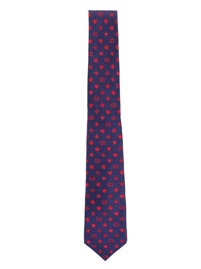 Shop Gucci Blue Silk Tie In Rosso