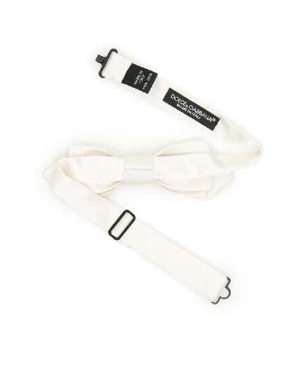 Shop Dolce & Gabbana Silk Bow Tie In Bianco Ottico (white)