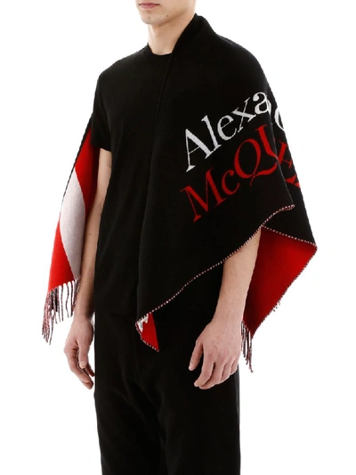 Shop Alexander Mcqueen Jacquard Logo Scarf In Black Ivory (black)