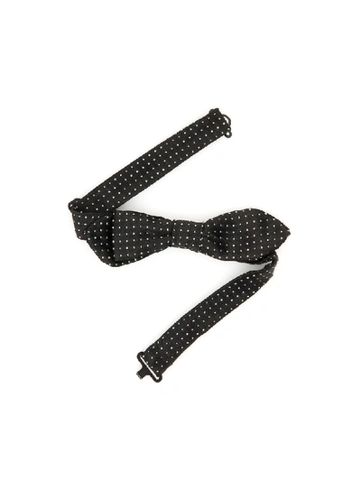 Shop Dolce & Gabbana Polka Dots Bow Tie In Jacquard (black)
