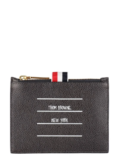 Shop Thom Browne Leather Coin Purse In Grey