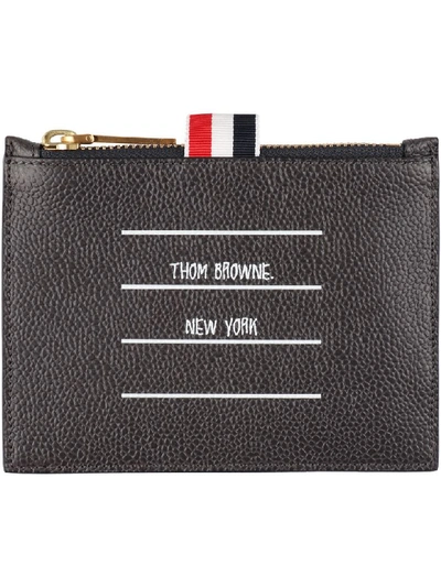 Shop Thom Browne Leather Coin Purse In Grey