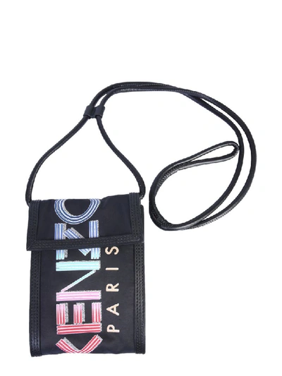 Shop Kenzo Mobile Phone Holder With Shoulder Strap In Nero