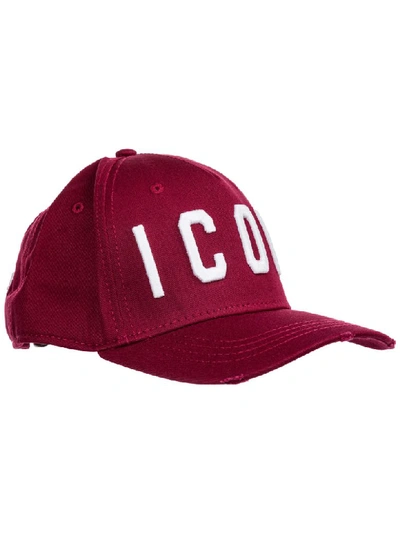 Shop Dsquared2 Icon Baseball Cap In Bordeaux